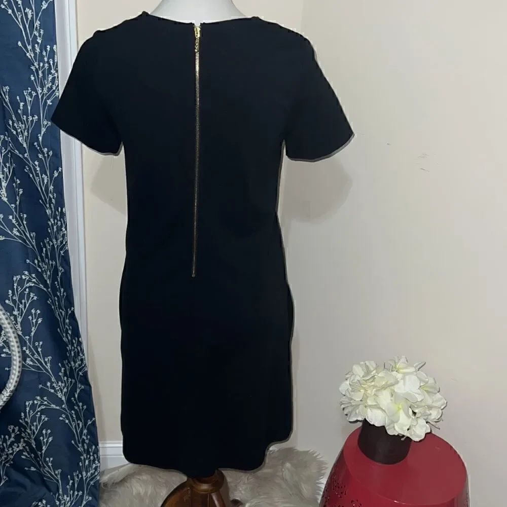 Kate Spade Glimmer Shift Dress Jewel Neck Short Sleeve Black sz 2 $348 MSRP - Picture 3 of 9